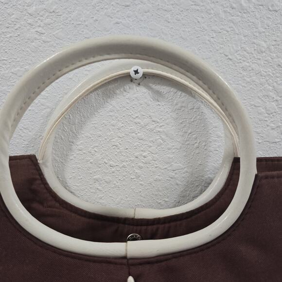 Victoria’s Secret Brown White Handle Tote Purse Bag Vintage Style Medium Y2K - Picture 5 of 9